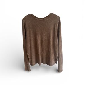 J•Her Size L Waffle Brown Long Sleeve Top with open back!